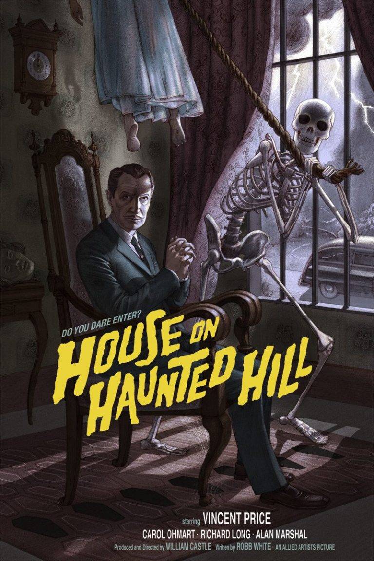 House On Haunted Hill – Poster - Canvas Print - Wooden Hanging Scroll