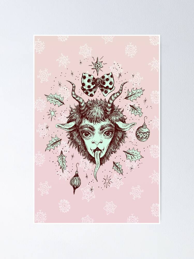 Merry Krampus Christmas Monster Cute – Poster - Canvas Print - Wooden ...