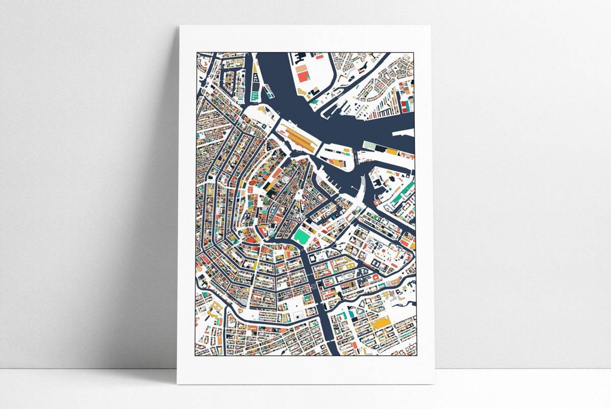 Amsterdam Print Art Map Poster Amsterdam Map Art Print Gift Idea Home