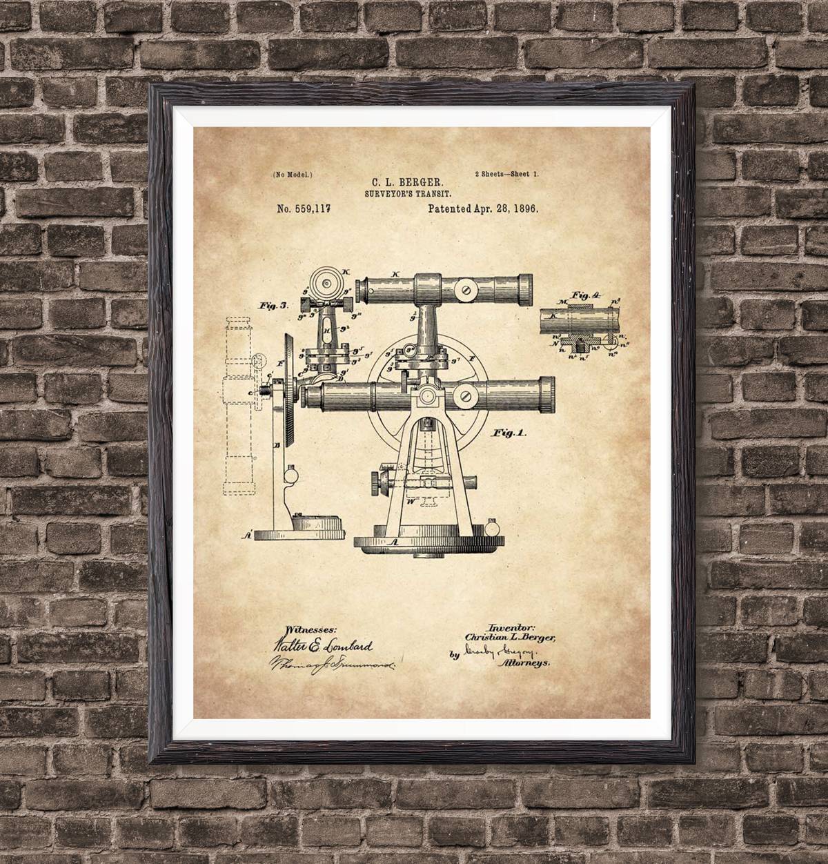 Architect Surveyor Patent Print Wall Art, Gift For Contractor ...