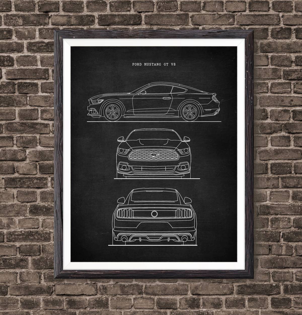 Ford Mustang Gt Patent Blueprint Wall Art, Car Gift Mustang Artwork ...