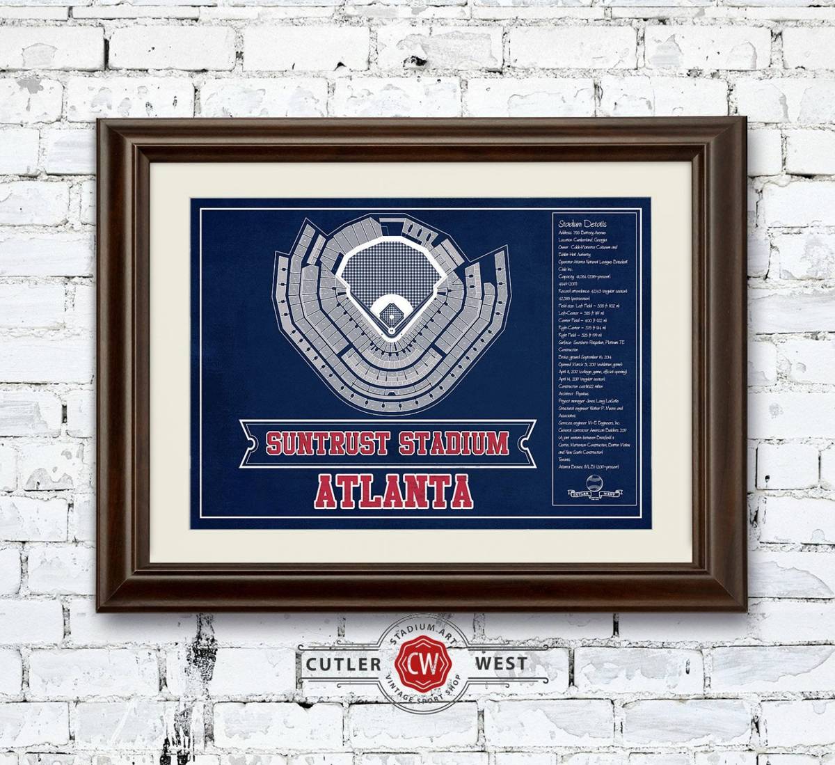 Atlanta Braves Suntrust Park Vintage Seating Chart Baseball Print