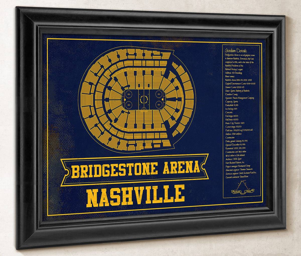 Nashville Predators Bridgestone Arena Seating Chart Vintage Hockey