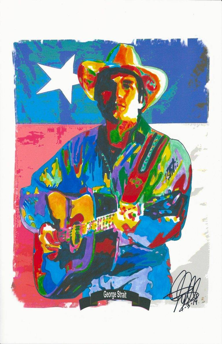 Strait Singer Guitar Country Music Print Poster