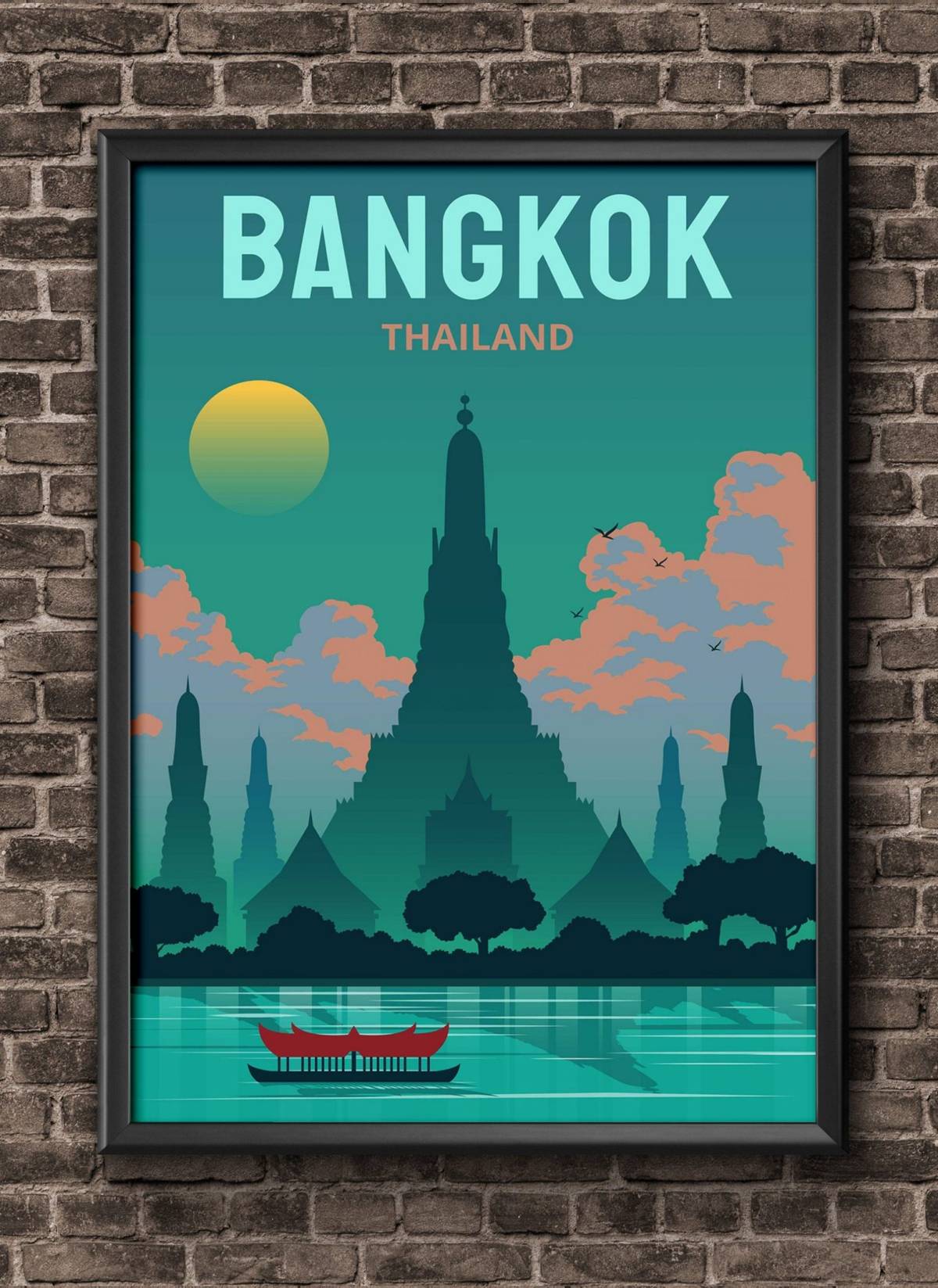 Thailand Vintage Travel Poster, Travel Decor Bangkok Thailand – Poster ...