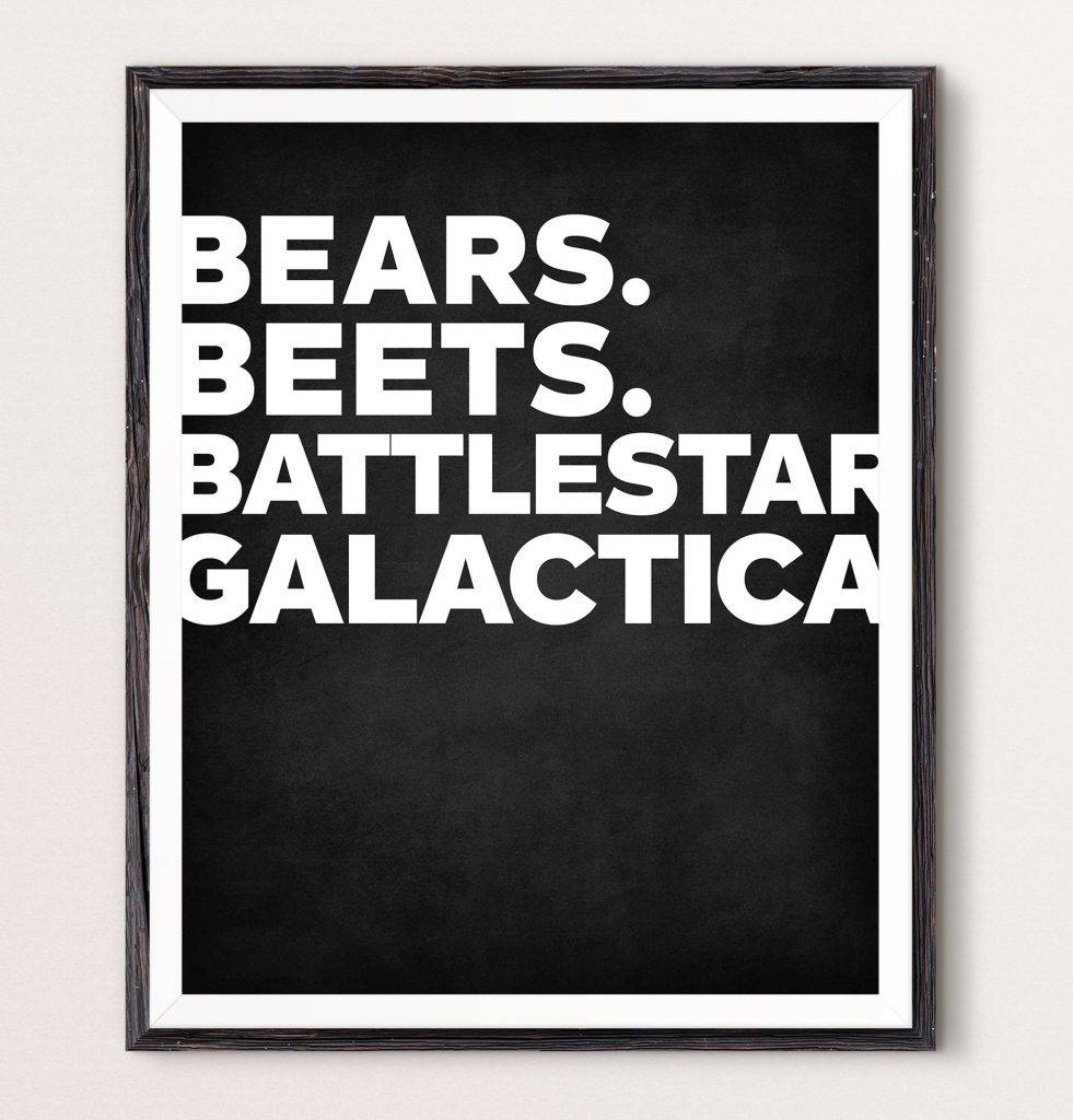 Battlestar Galactica Jim Halpert Wall Art The Office - Bears. Beets ...