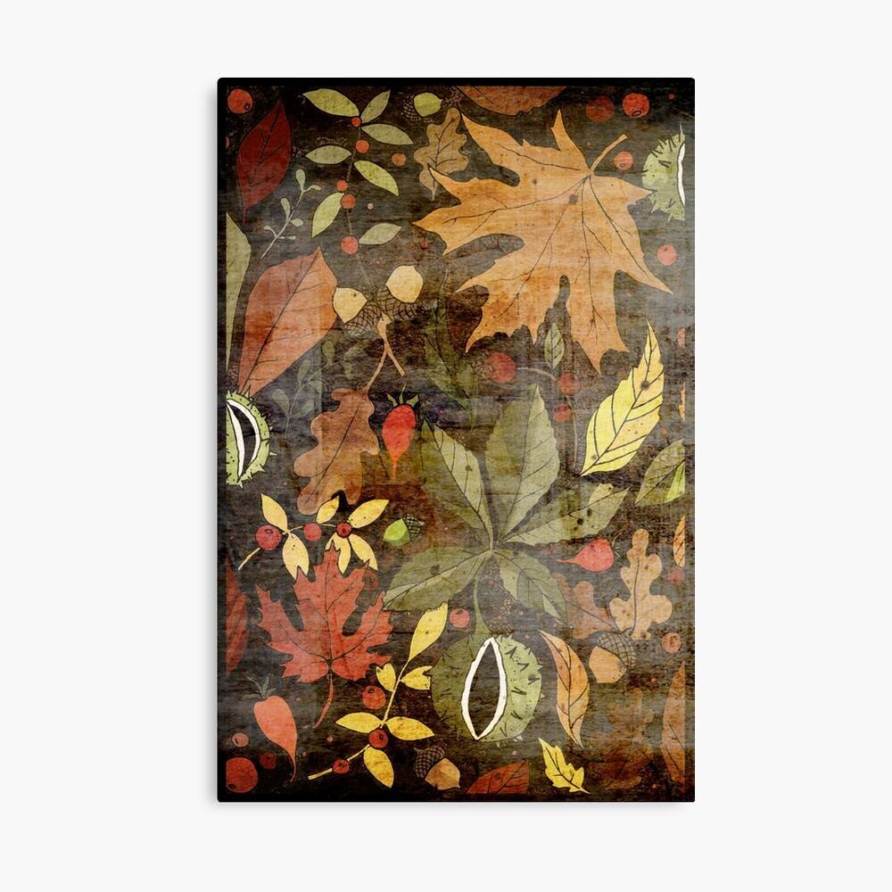 fall-pattern-autumn-leaves-fruit-berries-harvest-poster-canvas-print-wooden-hanging-scroll