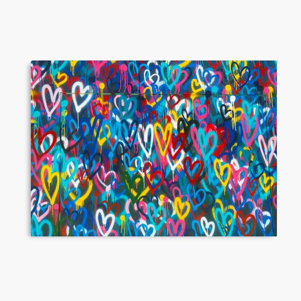 Graffiti Urban Colorful Graffiti City Wall Chaotic Hearts Pattern ...