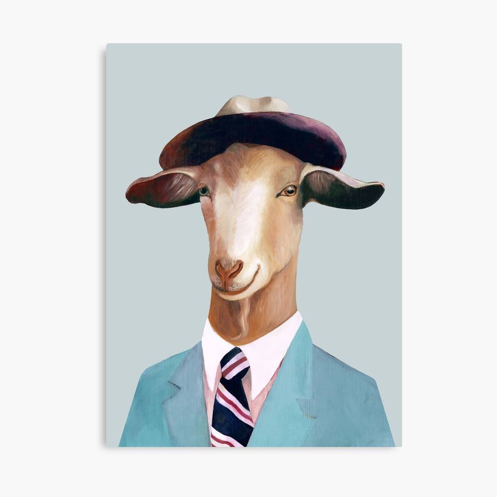 Goat – Poster - Canvas Print - Wooden Hanging Scroll Frame - Decor Your ...