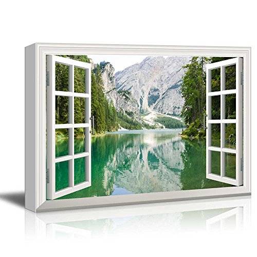 Window View Nature Landscape With Clear River And Forest In Mountains ...