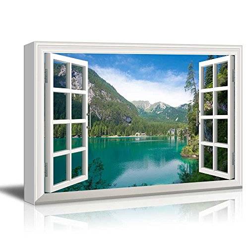 Window View Nature Landscape With Lake And Forest In Mountains Gallery ...