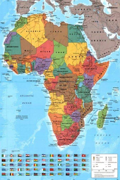 Laminated Africa Map Reference – Poster - Canvas Print - Wooden Hanging ...