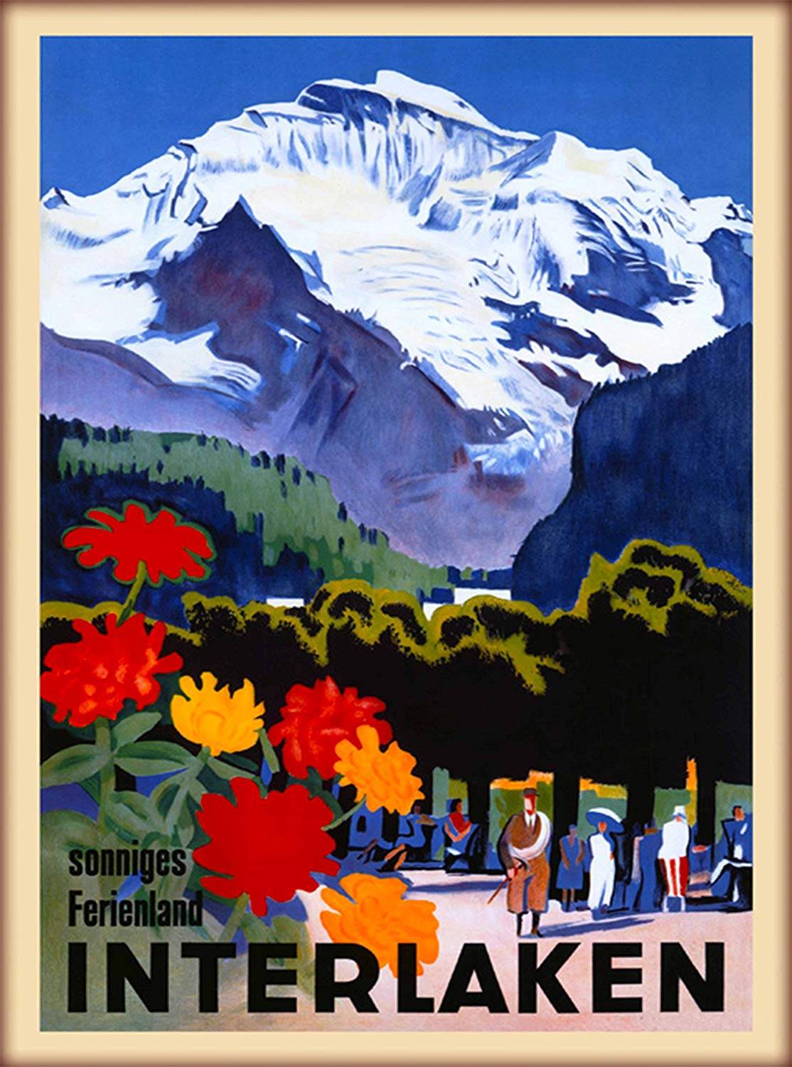 Interlaken Sonniges Ferienland Bern Switzerland Swiss Alps Vintage