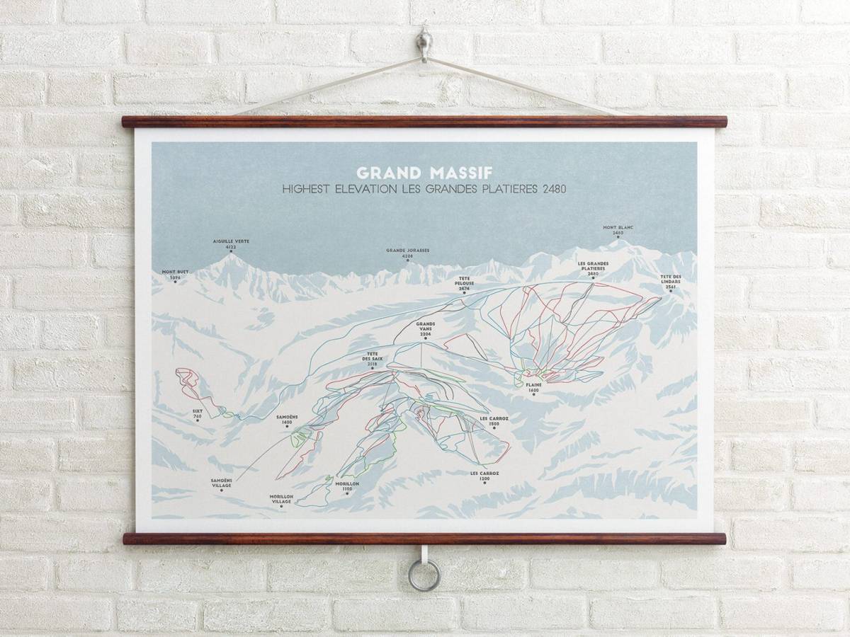 Grand Massif Ski Piste Map, Flaine, Les Carroz, Ski Map, Snowboard Art ...