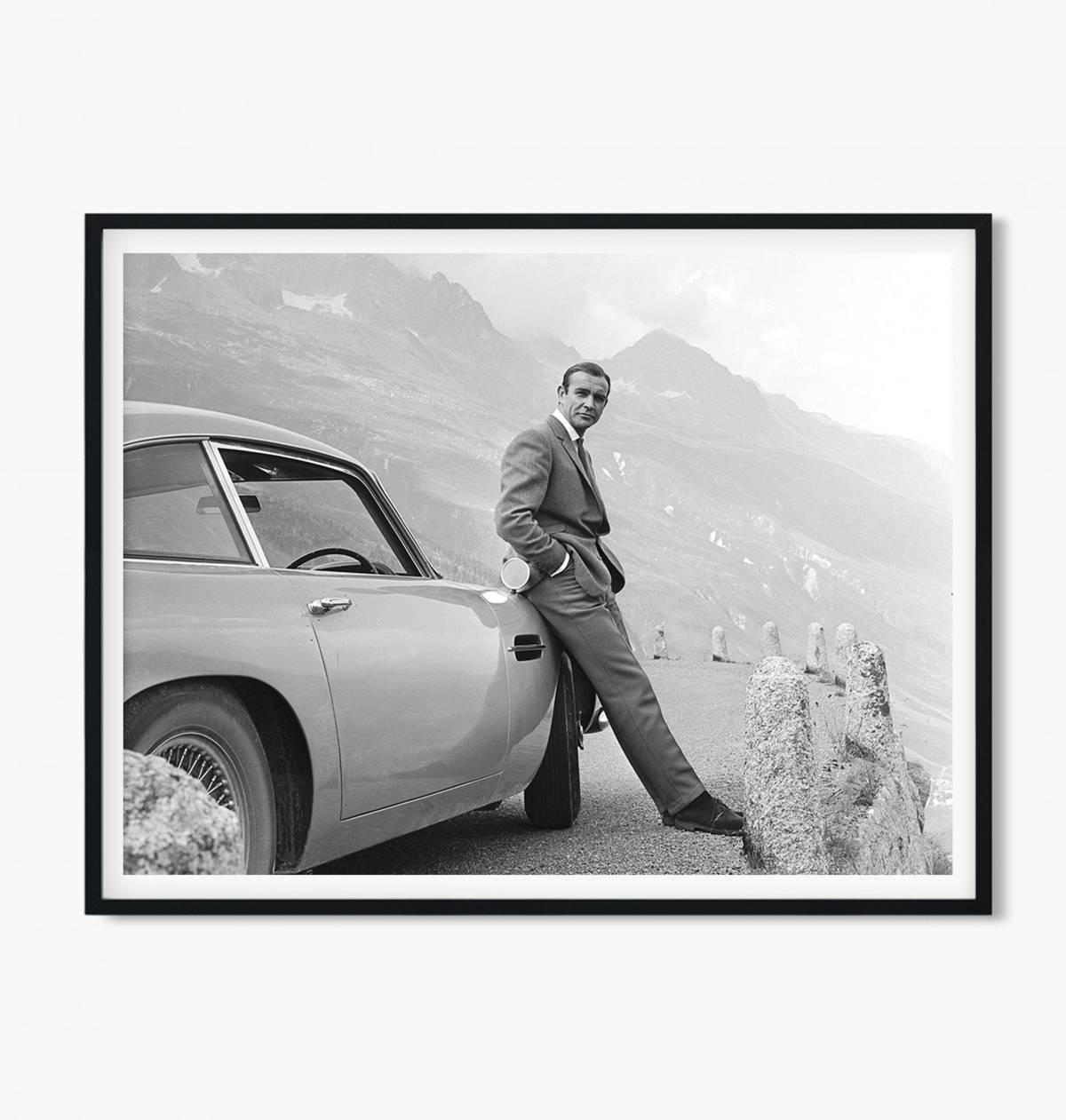 James Bond Print Art James Bond With Car James Bond Sean Connery Retro ...