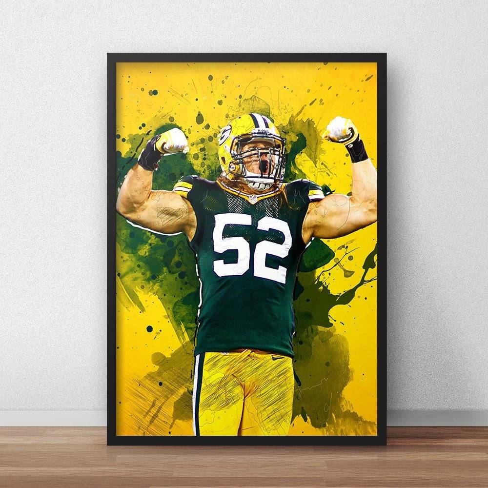 Clay Matthews Iii – Poster - Canvas Print - Wooden Hanging Scroll Frame ...