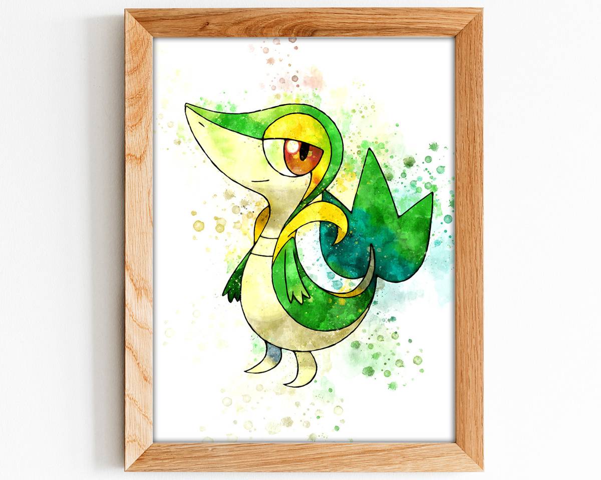 Snivy Print, Snivy Pokemon Print, Snivy, Pokemon Wall Art P495 - Poster - Canvas Print - Wooden ...
