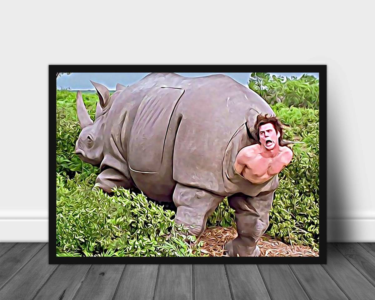 The Rhino Scene In Ace Ventura, Ace Ventura Rhino Print, Oscar - Poster - C...