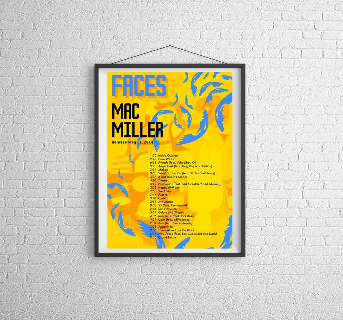 Mac Miller - Faces Album Artwork Print – Poster - Canvas Print - Wooden