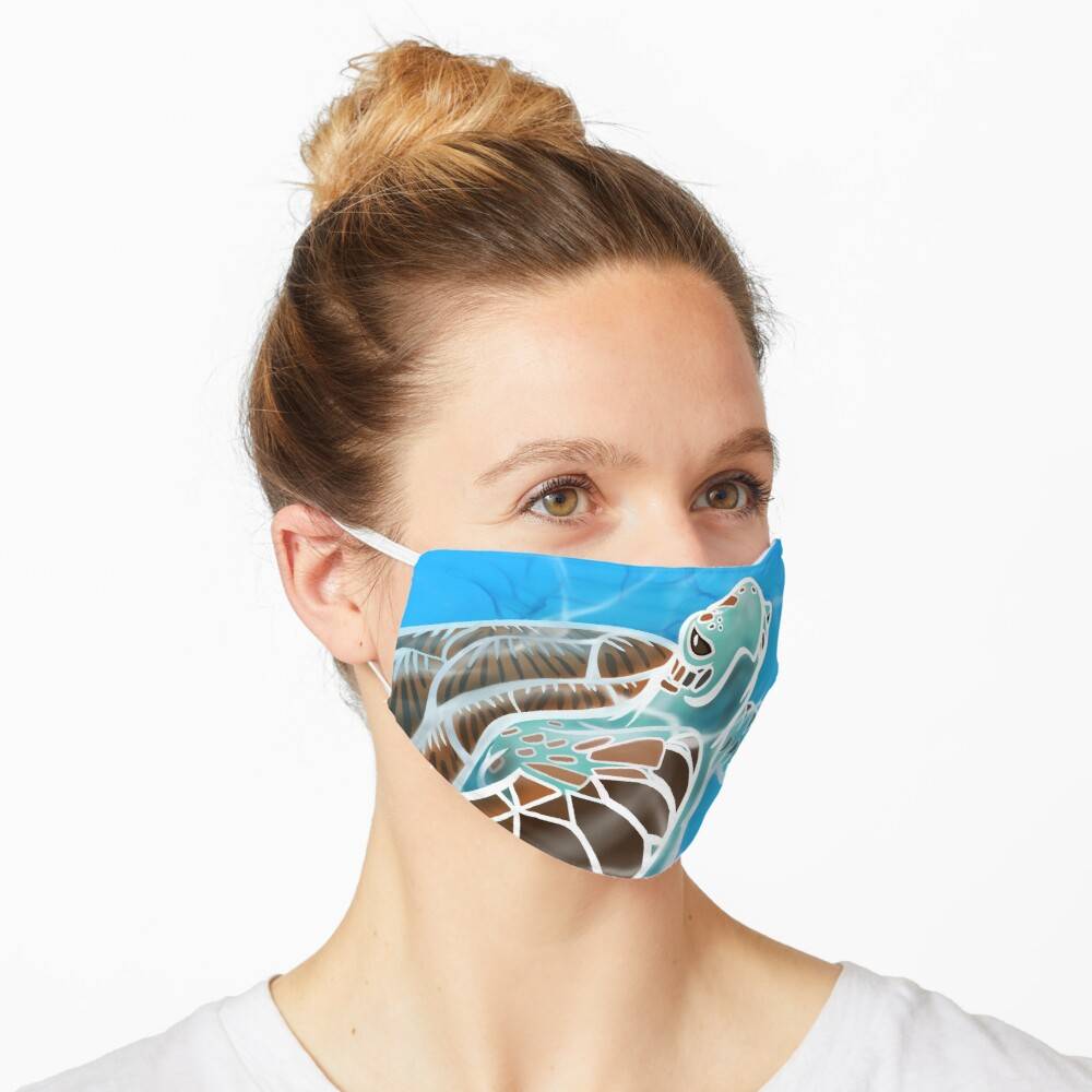 Hawksbill Sea Turtle Swimming In The Sea Face Mask - Decor Your Home